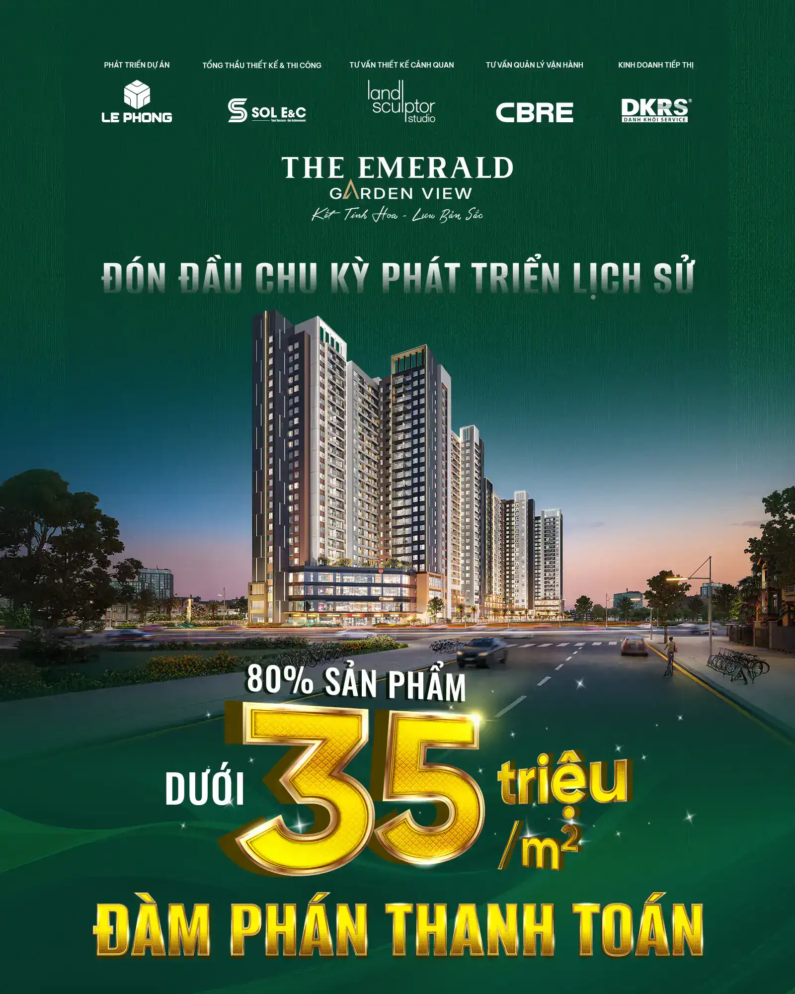 80% sản phẩm dưới 35 triệu/m²
